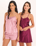 Satin Short Dress And Boxer Set